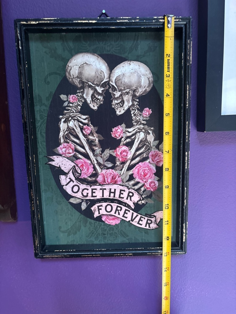 Together Forever Skeletons Framed Art - Punk Goth Emo Skull Grunge